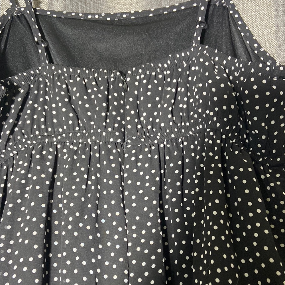 Polka Dot Mini Dress - Black and White - Picture 3 of 4